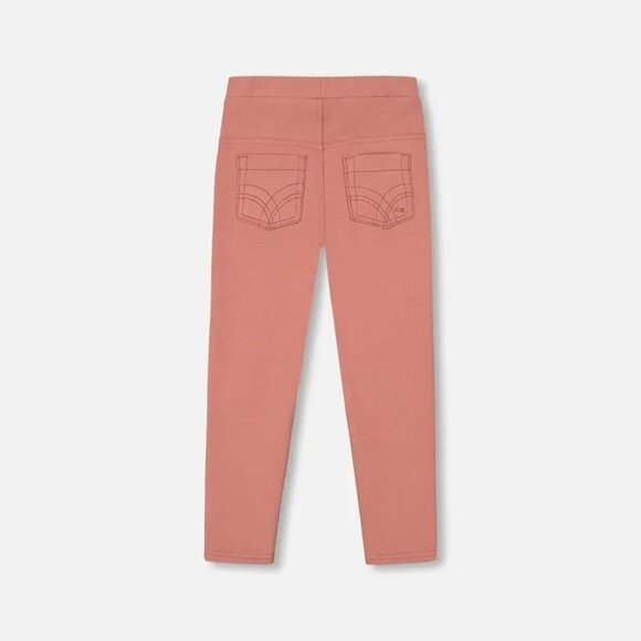 Deux Par Deux Fleece Treggings With Knee Patch Pink Cinnamon kids pants - Picture 2 of 4